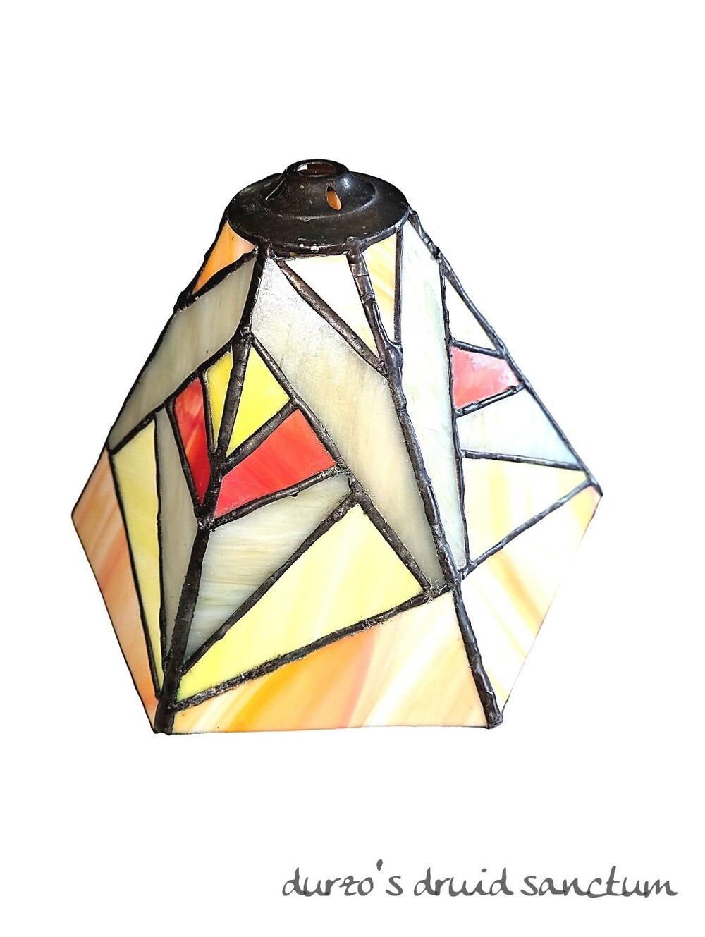 Vintage Stained Glass Lamp Shade Replacement | Geometric Multicolor | 7.5"